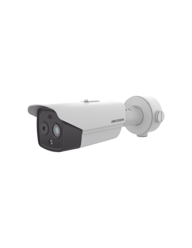 Bala IP Dual / Térmica 9.7 mm ( 256 × 192 ) / Óptico 8 mm (4 Megapixel) / 30 mts IR / Exterior IP67 / PoE / Termométrica / De