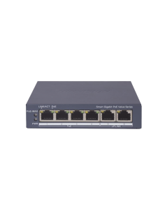 Switch Gigabit PoE+ / Administrable / 4 Puertos 1000 Mbps PoE+ / 2 Puertos 1000 Mbps Uplink / Configuración Nube Hik-PartnerP