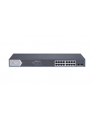 Switch Gigabit PoE+ / Administrable / 16 Puertos 1000 Mbps PoE+ / 2 Puertos SFP / Configuración Nube desde Hik-ParnerPro / Po
