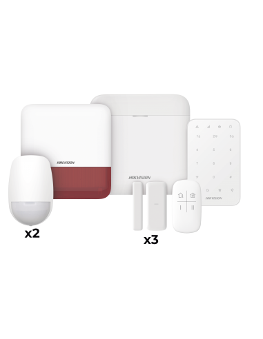 (AX PRO) KIT de Alarma AX PRO / Incluye: 1 Hub / 2 Sensores PIR / 3 Contactos Magnéticos mini / 1 Control Remoto / 1 Sirena E