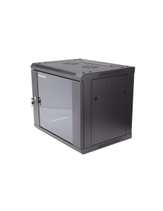 Gabinete para Montaje en Pared - Piso / Puerta de Cristal Templado / Cuerpo Fijo / 9 Unidades de Rack / 19" / Fabricado en Ac