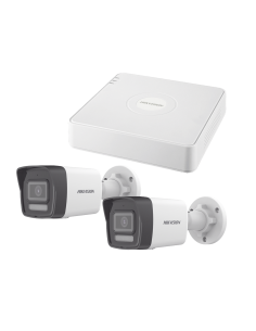 Kit IP 1080p (2 Megapixel) / NVR de 4 Canales con 4 Puertos PoE / 2 Cámaras Bala IP con Microfono Integrado / ColorVu Lite y