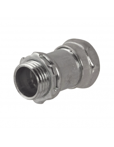 Conector Recto Compresión de Acero Galvanizado para Pared Delgada de 1/2" .