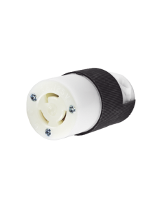 Conector Industrial con Bloqueo de Media Vuelta / 15 A 125 V CA / 2 Polos 3 Hilos / Color Blanco y Negro / Nema L5-15R.