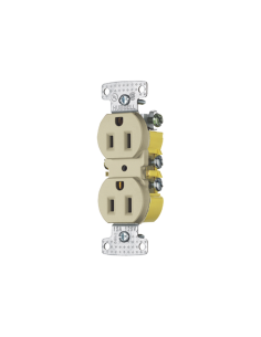 Contacto Duplex 15A 125V/ 2 Polos 3 Hilos / Cableado posterior y lateral / Nema 5-15R / Color Marfil.