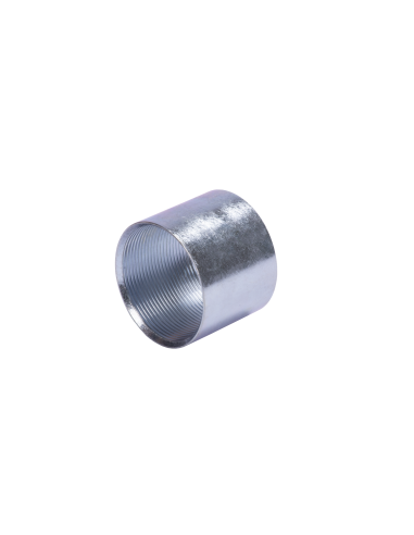 Cople 2 1/2" (63mm) pared gruesa con rosca galvanizado etiqueta amarilla