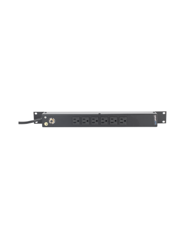 Multicontacto Horizontal (PDU) de 6 Contactos (NEMA 5-15R) Rack 19" 1UR. Voltaje Entrada/Salida: 120Vca/15A