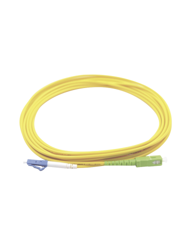 Jumper de Fibra Óptica Monomodo LC/UPC-SC/APC Simplex, color amarillo 3 metros