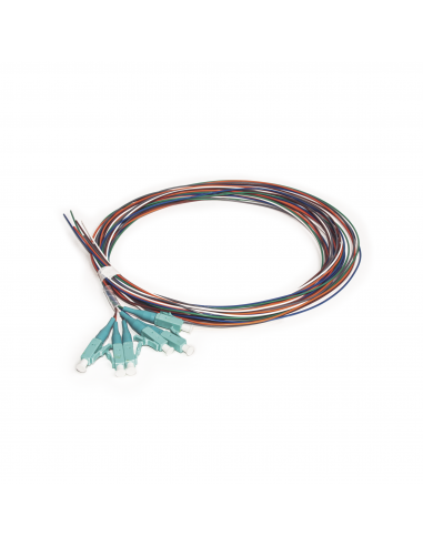 Kit de 6 Pigtails LC Multimodo OM3 50/125, conectores aqua, 2 metros