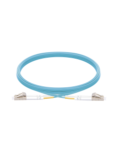 Jumper de Fibra Óptica Multimodo OM3 50/125 LC-LC OFNR (Riser), 2.0 mm, Dúplex, Aqua, 5 metros