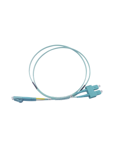 Jumper de Fibra Óptica Multimodo OM3 50/125 LC-SC OFNR (Riser), 2.0 mm, Dúplex, Aqua, 3 metros
