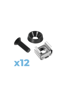 Juego de 12 Tornillos con 12 Arandelas y 12 Tuercas Enjauladas para Rack Linkedpro