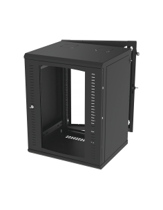 Gabinete Abatible de Pared (Con Marco Trasero) con Rack 19" de 16 Unidades. Ventana de Cristal Templado.