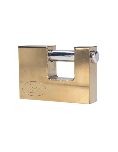 Candado de acero para Cortina Metálica / Medida 80 mm/ Acabado Latón Brillante / Nivel de Seguridad 6 / Llave Estándar.