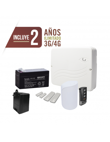KIT Alarma Cloud Híbrido/Comunicador 4G Lte Integrado/8 Zonas Cableadas, 32 Inalambricas /Programación 100% vía WEB