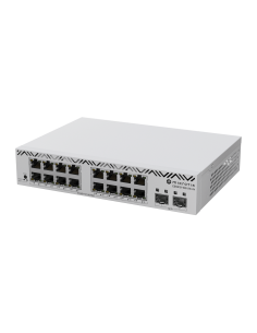 Switch MikroTik con 16 Puertos Gigabit Ethernet / 2 Puertos SFP+ 10G / Filtrado MAC y VLANs / SwOS Configuración Web